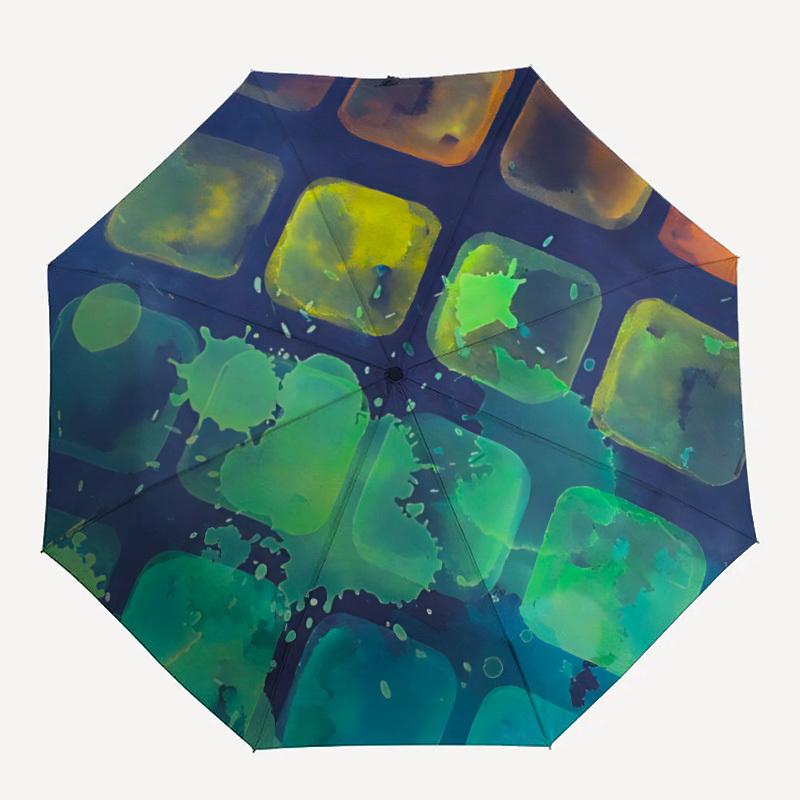 

1pc Ice Cubes Abstract Automatic Open/Close Umbrella with Windproof, Functional Design, 8-Rib Sturdy Canopy
