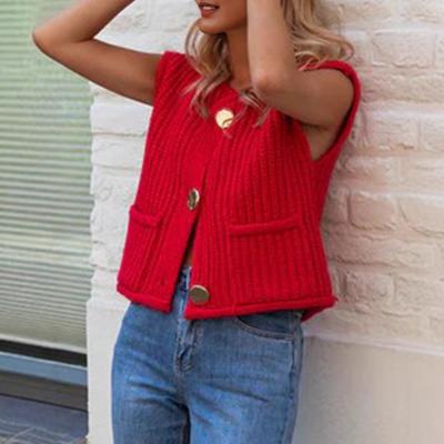 Women's Thick Needle Knitted Sleeveless Cardigan Autumn Loose Casual Sweater Vest