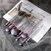 10 Pcs Makeup Brush Scallion Powder Crystal Handle with Sequins Face Eye Fiber Hair Beauty Tools