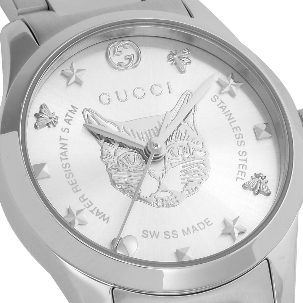 Gucci YA126595 Silver Stainless Sapphire Quartz Swiss Made G-TIMELESS Women's Watch, Dial, Steel, Crystal, Movement, 27mm,