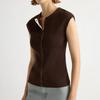 Europäische und amerikanische Damenbekleidung figurbetont schlicht Knopfleiste Strickpullover Cardigan Sommer ärmellos Rundhalsausschnitt Weste Westentop Damen