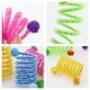 2Pcs Colorful Coils Spring with Plush Ball Cats Chew Toy for Indoor and Outdoor Play Stimulating Curiosity and Hunting