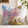 Elysia Animation HHonkai IImpact Cushion Cover Natural Linen Double Sided Print  Throw Pillow Case for Sofa Couch Home Decor