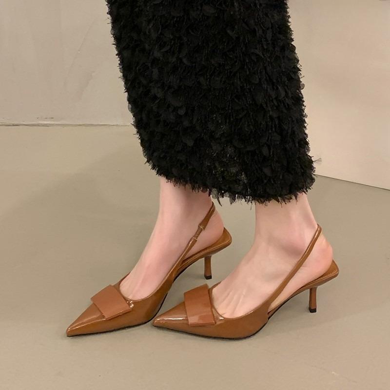 Fashion French Temperament High-heeled Sandals Women's Summer New Pointed Toe Shallow Mouth One-band Non-slip Stiletto Shoes