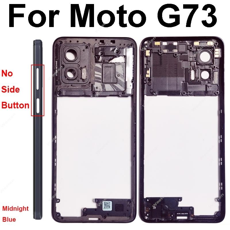 Middle Housing Frame For Motorola Moto G53 G73 Middle Frame Without Lens Frame No Side Button Cover Bezel Panel Flex Cable Parts