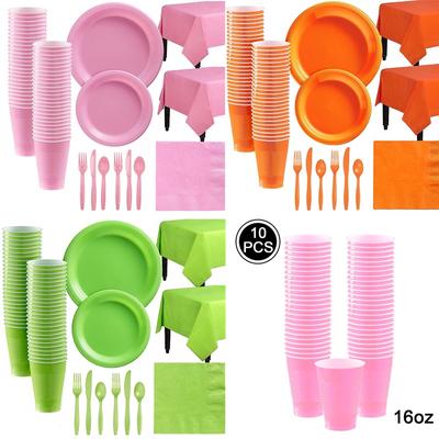 Monochromes Party-Set Einweg-Plastikteller Becher Serviette Geschirr Geburtstagsparty Weihnachtsfeier Hochzeitsfeier