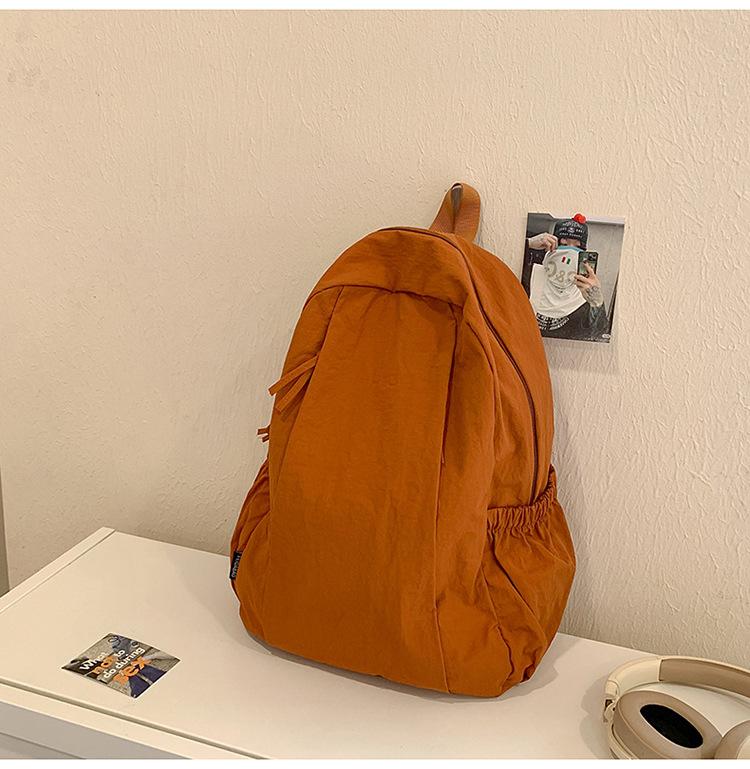 Schoolbag Korean ins Lazy Wind School Bag Female Solid Color Versatile Travel Lightweight Backpack College Student Class Leisure Backpack