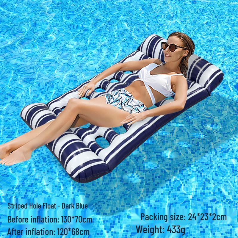 Tumbona Flotante Inflable Plegable Transfronteriza con Respaldo y Malla