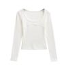 Traceless fixed cup primer top women's spring new slim and thin outer wear fitness warm long-sleeved T-shirt