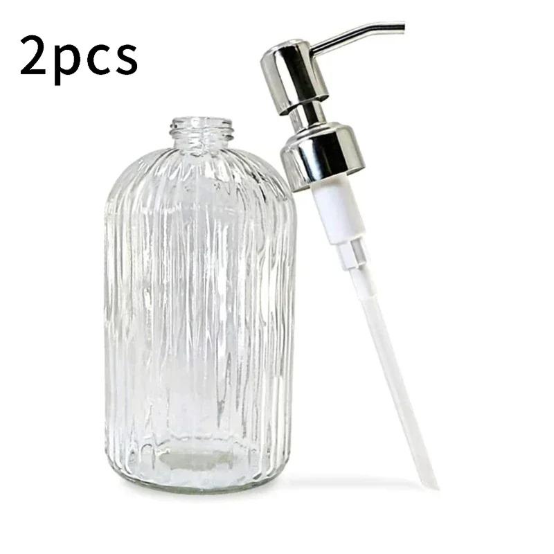 Transparent Glass Soap Dispenser, Suitable for Both Kitchen and Bathroom Use, Hand Sanitizer, Shower Gel, Shampoo Bottle, Reusab