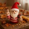 1/2/4Pcs Christmas Crocheted Santa Claus Ornament Handmade Knitted Yarn Middle Finger Santa Doll Xmas Holiday Party Decoration
