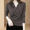 Autumn Fashionable and Versatile Temperament Age-reducing Bottoming Shirt for Women Bright Silk Long-sleeved Top