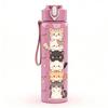 1PC Vertical Stacked Kitten Cartoon Print 750ml Color Plastic Sports Water Bottle Leakproof Flip Straw Lid Suitable for Sports Office Home Use
