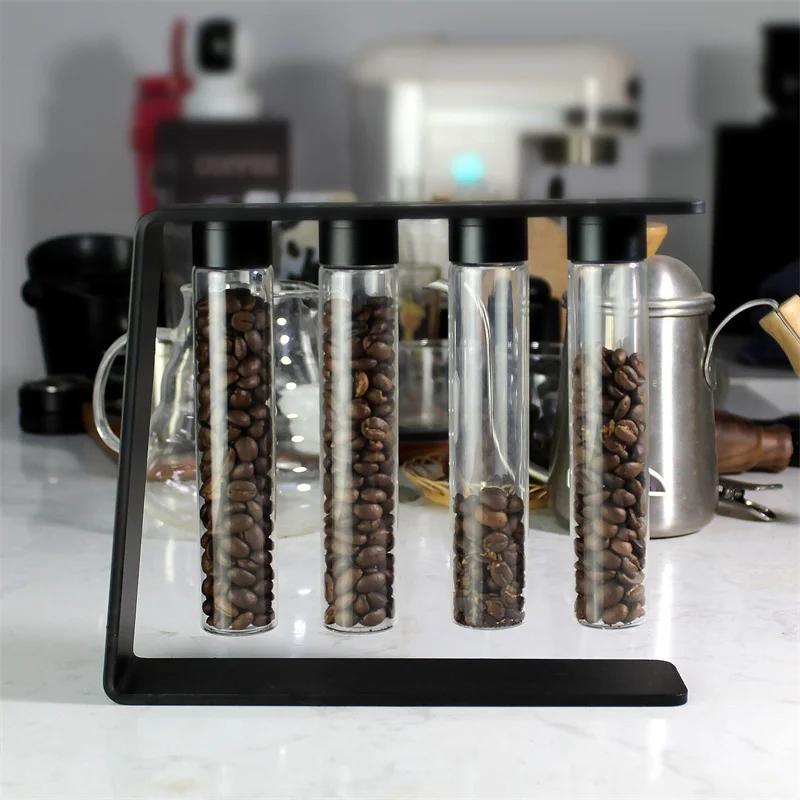 Coffee Bean Bottle Magnetic Test tube glass display shelf Tea Tube Bottle Single Dose Coffee Beans Storage Container Sealed jar