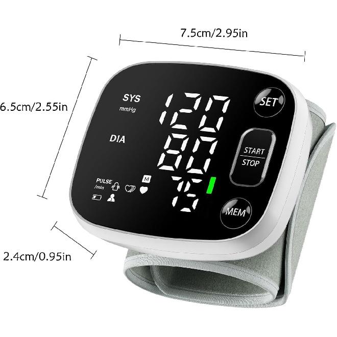 Oklar Blood Pressure Monitors for Home Use Rechargeable Wrist Digital BP Machine Cuff with LED Backlit Display, Voice Broadcast, 240 Memory Storage