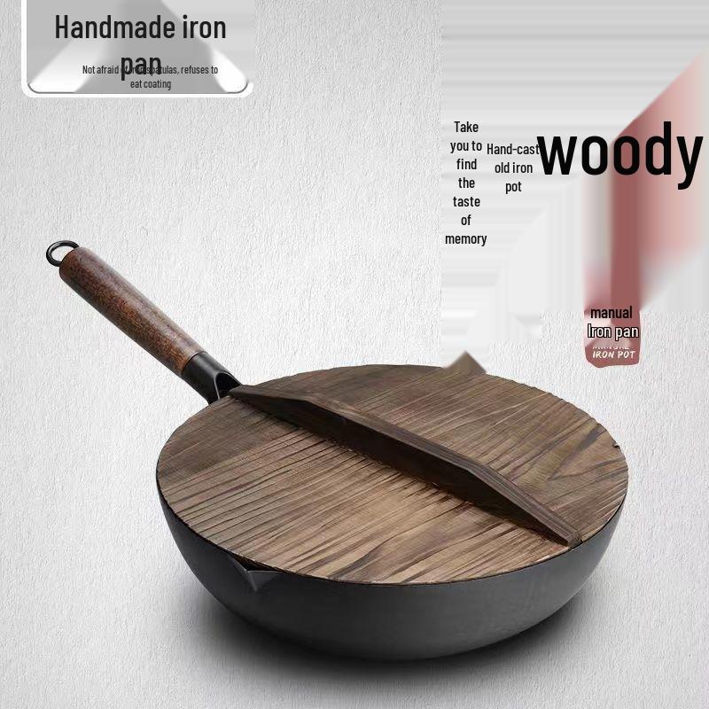 Zhangqiu Forged Iron Non-stick Wok for Induction & Gas Stoves