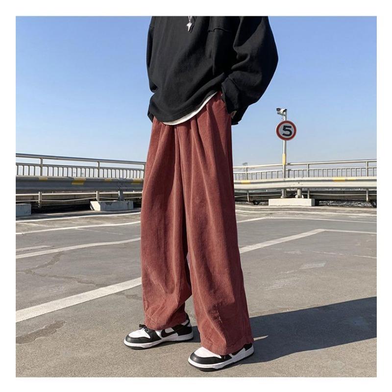 Black Wide Leg Casual Pants for Men Comfortable Daily Streetwear Loose Trousers