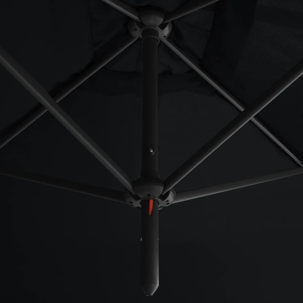 Double Sun Umbrella with Steel Pole 600 x 300 cm Black