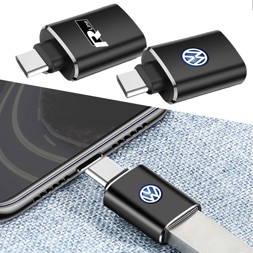 For VolkswagenType C To USB Adapter OTG Converter Connector For Volkswagen VW Caddy Scirocco Beetle CC Touareg Tiguan Touran Rline Golf Polo R