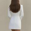 Women's Blazer Dress V Sleeve Bodycon One Button Ruffle Work Dress Neck Long Sheath Dress Formal Business Office