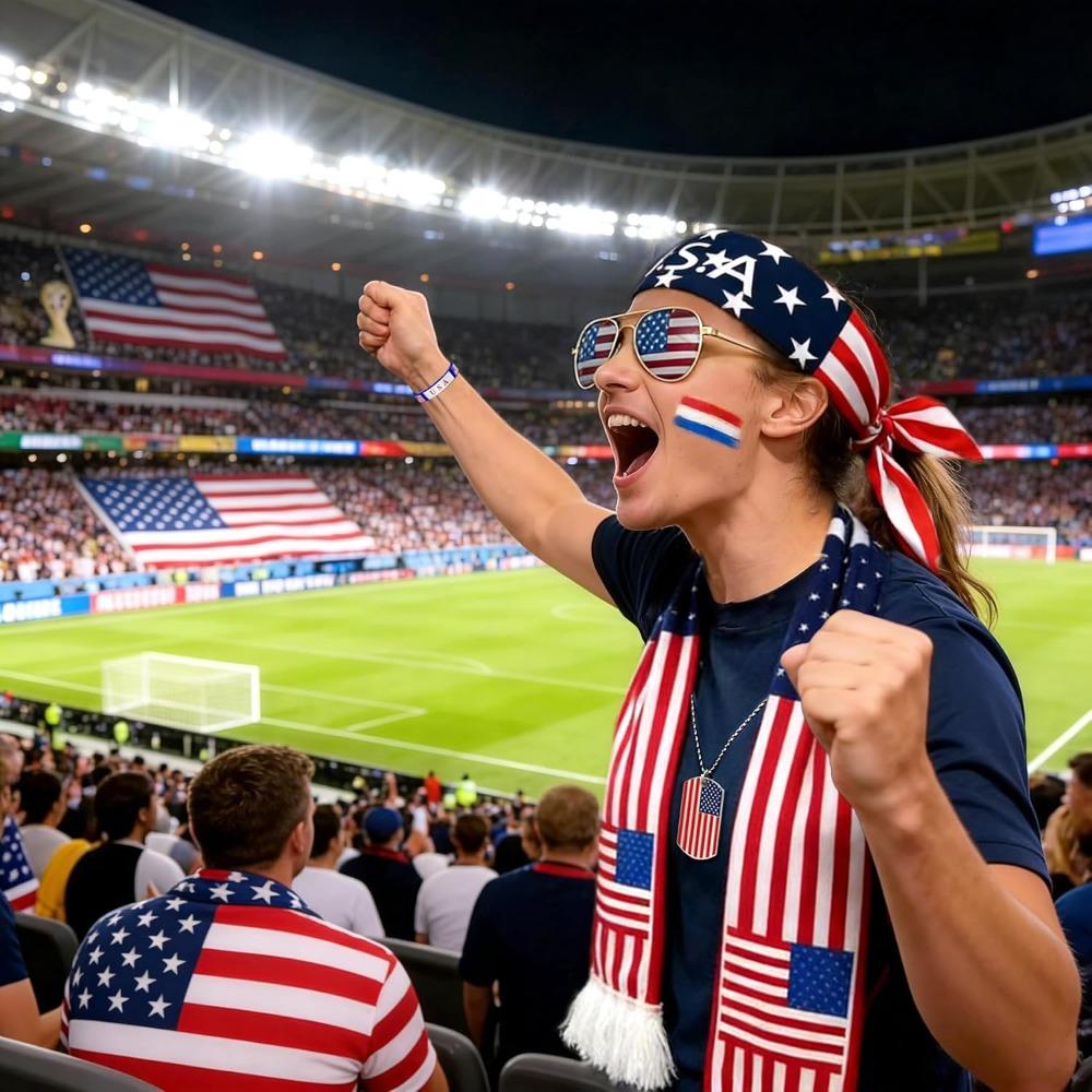 2026 USA Fan Kit Patriotic Supporter Set for Game Day Headband Sunglasses Watch Parties National Celebrations
