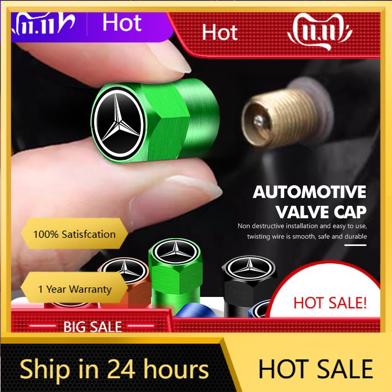 C200 E200 New 2025 For Mercedes Benz 4pcs Car Wheel Tire Valve Tyre Caps Universal Auto Accessories For Mercedes Benz W211 W124