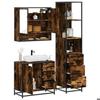 VidaXL Ensemble De Meubles De Salle De Bain 3 Pcs Chêne Fumé, Armoire De Rangement, Armoire De Bain, Meuble De Toilette 3301167