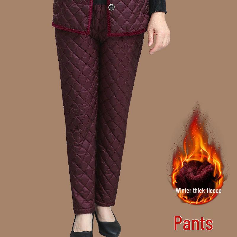 Warm Velvet Cotton Suit for Mom and Grandma: Autumn/Winter Three-Piece Set for Mature Women