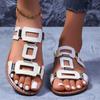Buckle Shoes Flat One-shoulder Slippers Retro Casual Beach Sandals