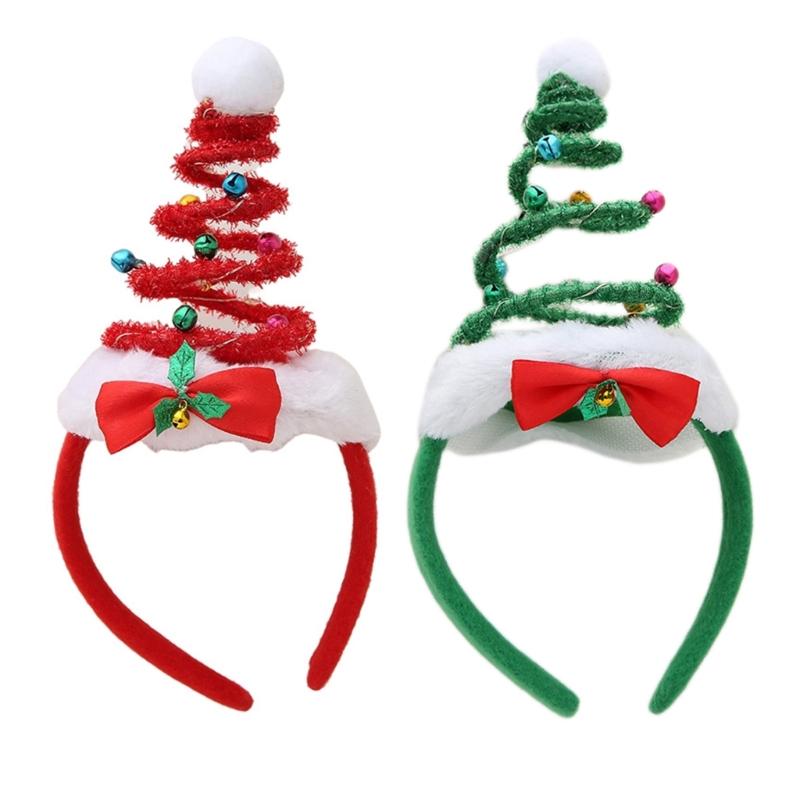 Fluffy Christmas Tree Spring Headband for Women Cartoon Christmas Headwear