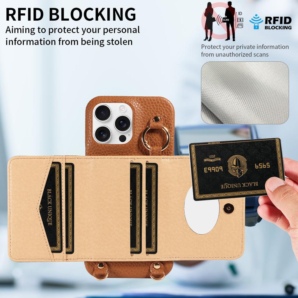 Magnetic Wireless Charging Leather Phone Case for IPhone16promax 16e 15 14 13 12pro Plus Anti Theft Brush Anti Drop Wallet Cover