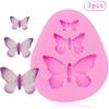 Rolin Roly 3PCS Butterfly Fondant Silicone mold Butterflies Cake Molds 3D Animal Candy Mould 3 Cavities DIY Decorating Desserts Mould for Jelly