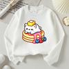 Kids Soft Crewneck Sweatshirt, Cute Cat Pancake Creative Print,Casual Sportswear for Spring & Autumn