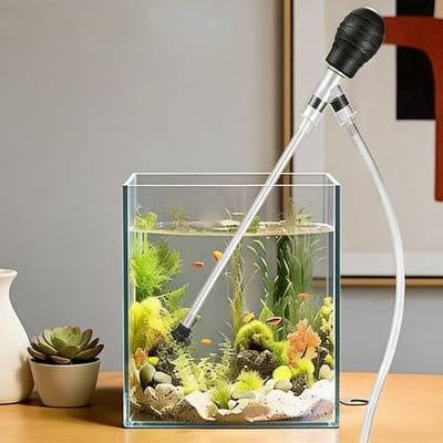Yousheng Fish Tank Vacuum Gravel Cleaner with Hose Flow Control Valve Filter Pipe Fixture Clamp Aquarium Water Changer Siphon Pump Sand Vacuum