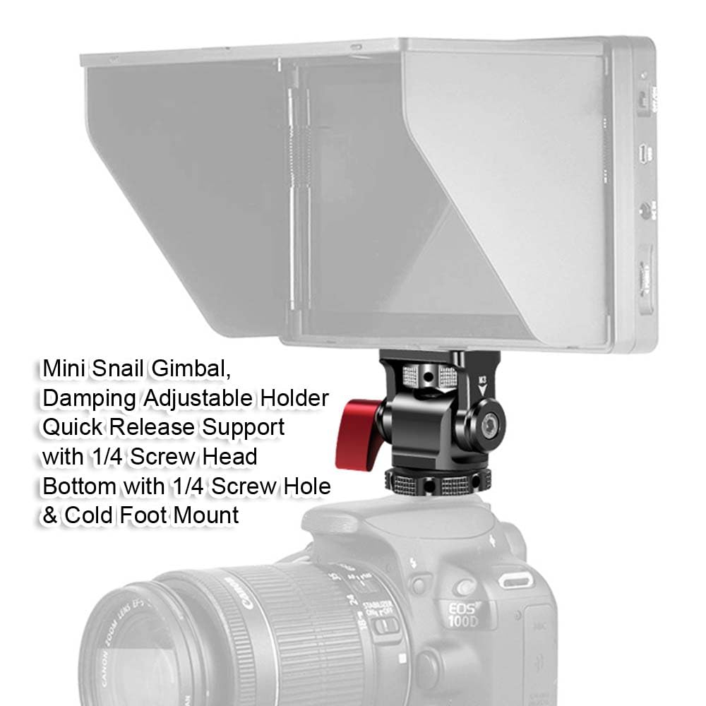 Mini Snail Gimbal Quick Release Support Holder with Screw Screw Hole At the Bottom of the Bracket Cold Foot Mount for Standard DSLR Camera Hot Shoe