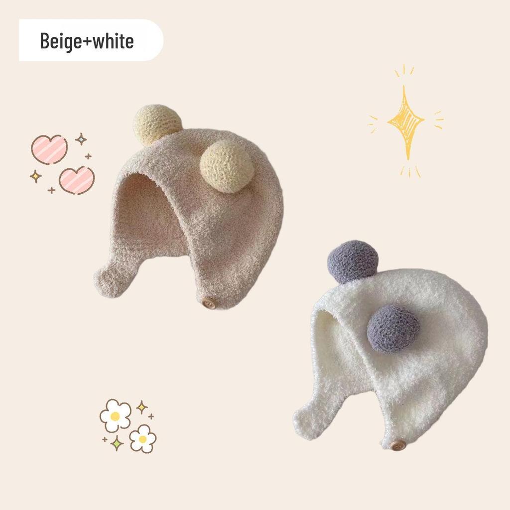 Jingqi Newborn Ear Protection Hat: Cute, Warm, Knitted Plush for Boys & Girls (Autumn/Winter)