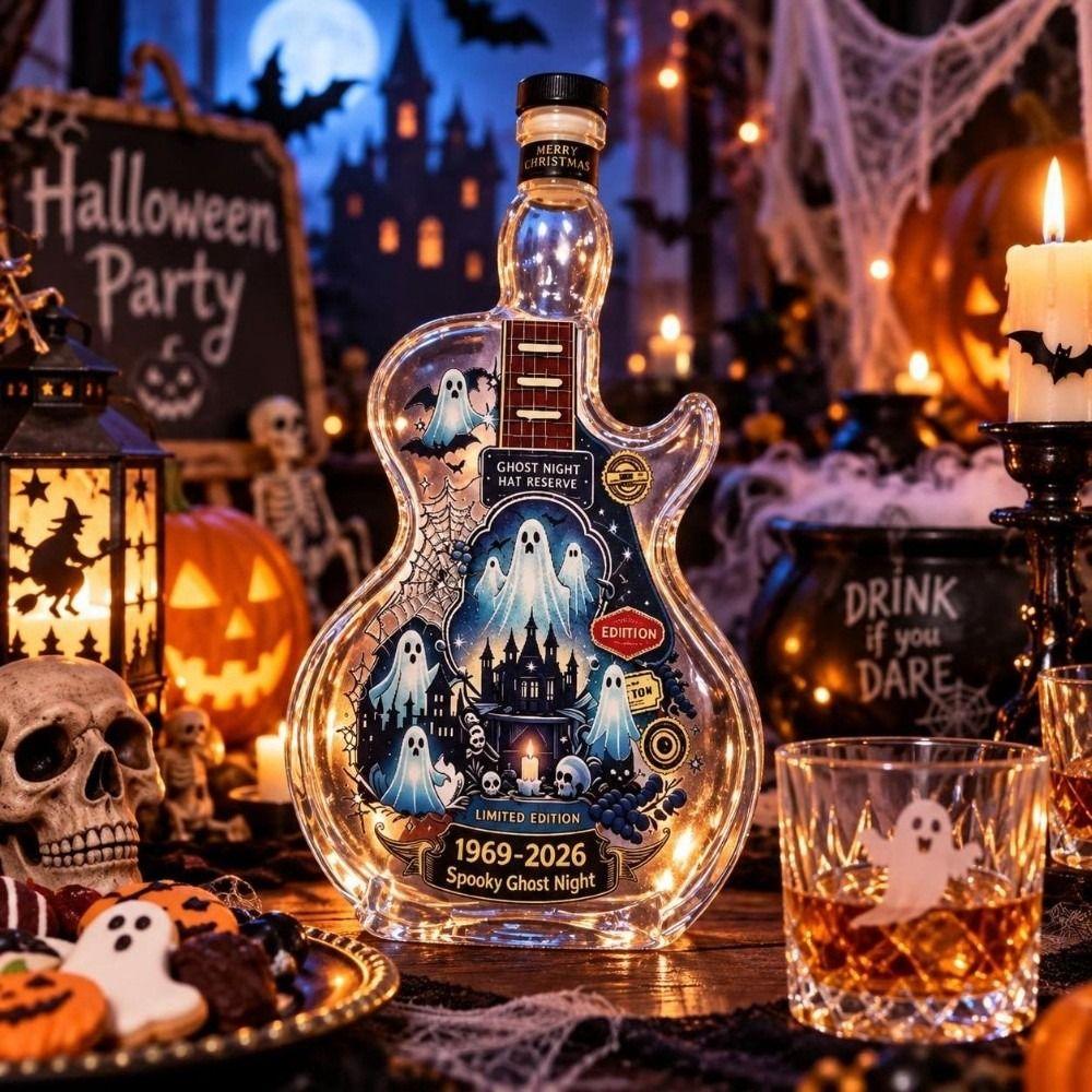 Pumpkin Guitar Liquor Storage Bottle Ghost Empty Wine Bottle Clear Glass Bottle Halloween Holiday