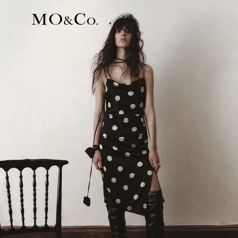 

MO&Co. Retro Polka Dot Bias Cut Cowl Neck Midi Dress S