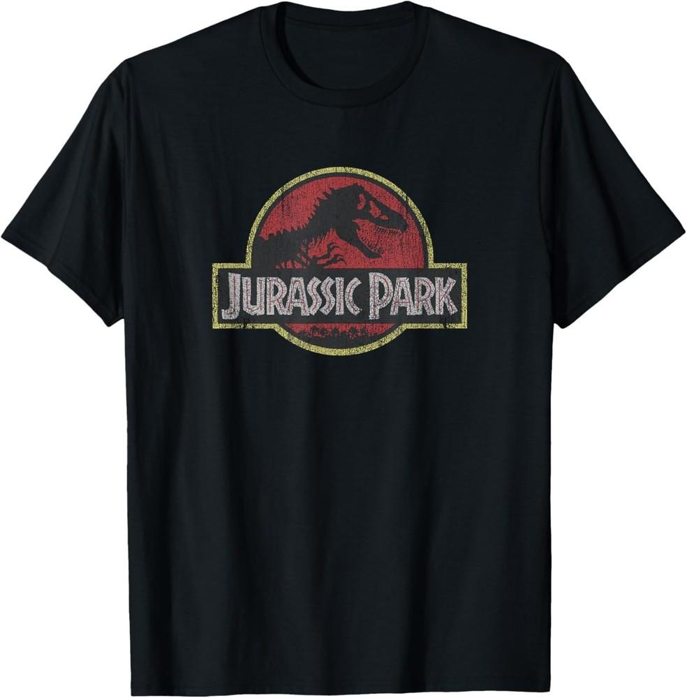 Jurassic Park Classic Retro Red Distressed Logo T-Shirt