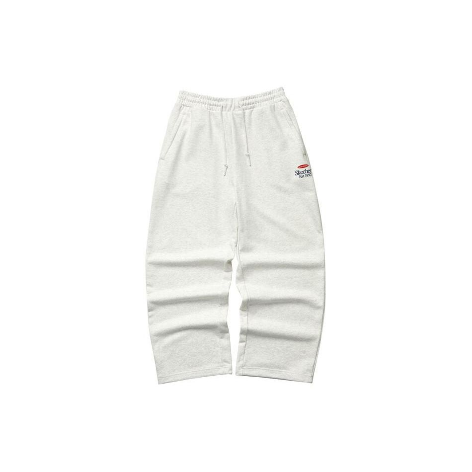 Skechers Colorful Casual Series Letter Logo Print Straight Leg Knit Sports Pants Unisex Pants Light-White Gray L124U027-0248 M