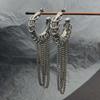 Punk Silver Color Pearl Tassel Drop Earrings for Women Exquisite Metal Geometric C-Shaped Dangle Earrings Jewelry Accessories