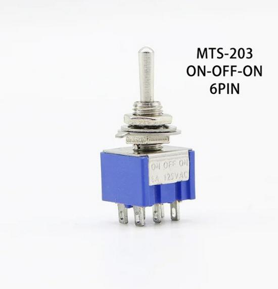 MTS-102 Momentary Self-Reset Toggle Rocker Switch, 6MM Three-Pin, Two-Position
