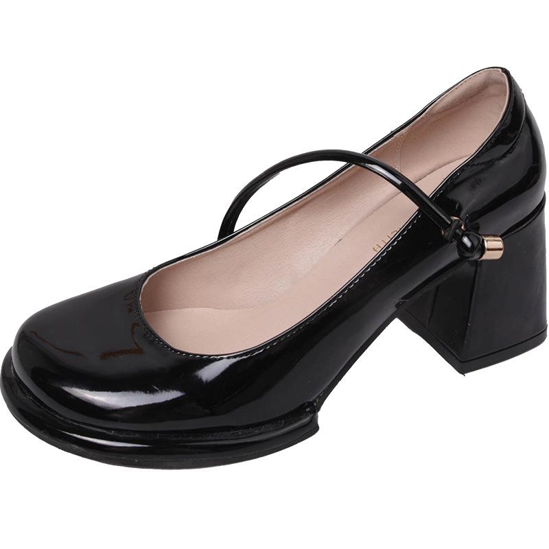 Jednoduché kulaté špičky, všestranné retro britského stylu, platforma, malé kožené boty, dámské podzimní a zimní 2025 nové, silný podpatek, jednobotky Mary Jane