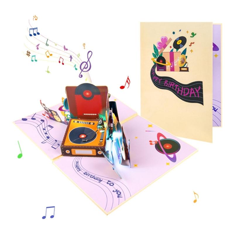 Popup 3D Geburtstagskarte mit Musik Elegante 3D Popup Geburtstagskarte mit melodischen Klängen und hellem Licht