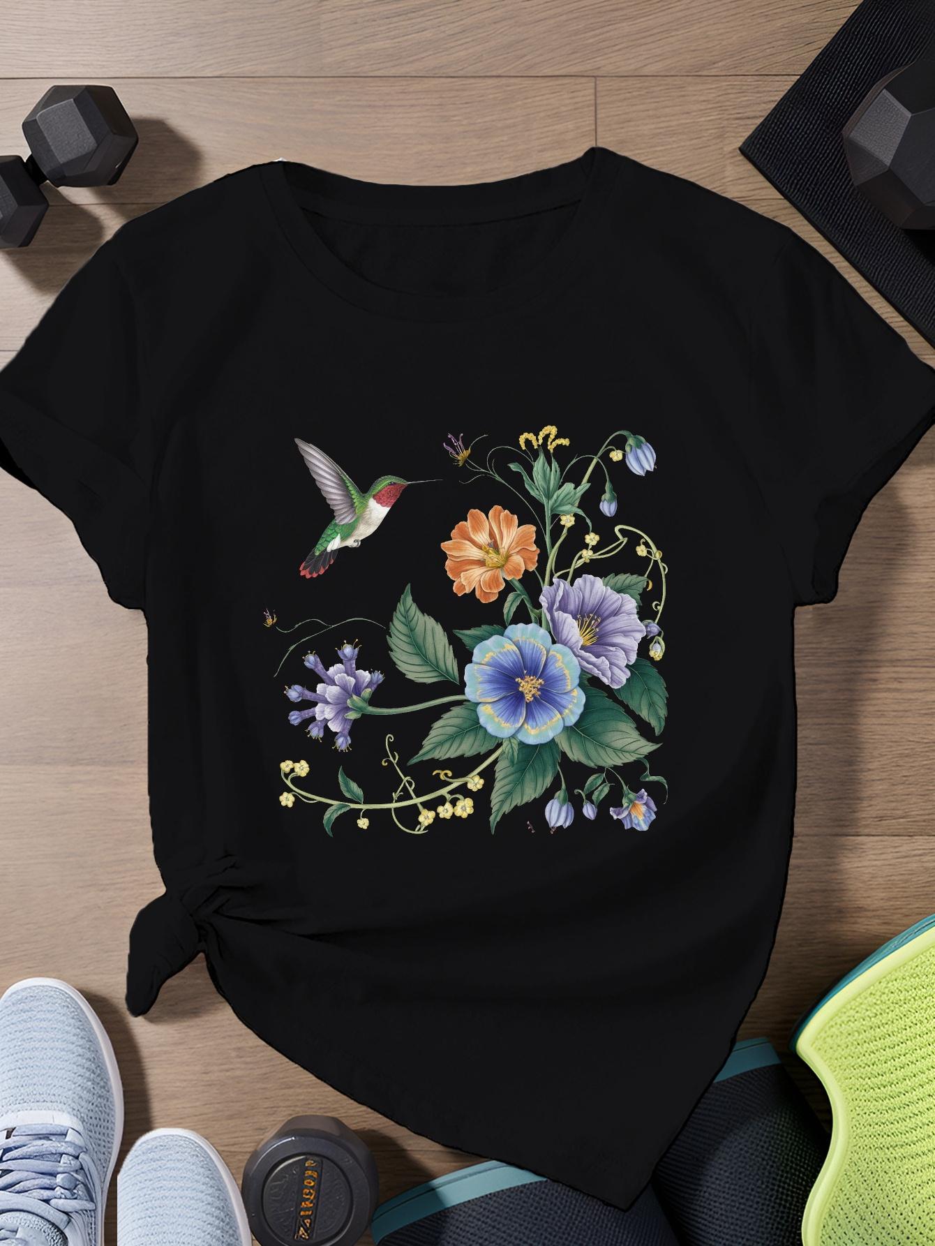 

European size Colorful hummingbird in flight Women s Sports Short Sleeve T-Shirt 4XL чорний