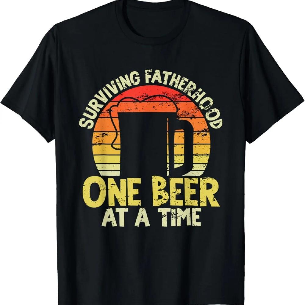 

Mens Surviving Fatherhood One Beer At A Time Fathers Day T-Shirt XXXXXL чёрный