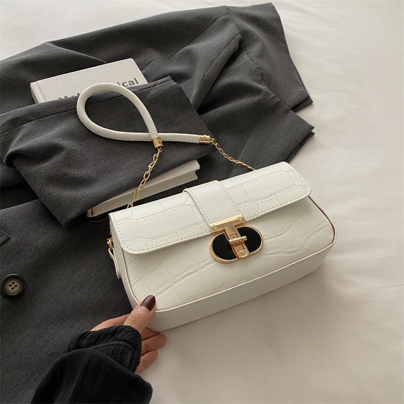 Fashionable Street Style White Pu Leather Small Square Bag Crossbody Handbag белый