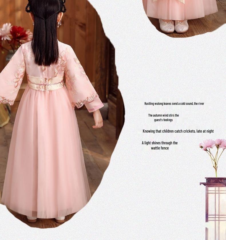 Children's Hanfu Tang Suit Dress - Fairy Style for 12-Year-Old Girls, Ruqun for Spring, Autumn, and Winter
