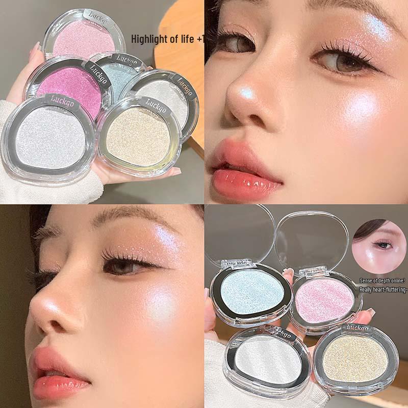 LUCKGO Light-Activated Highlighter Powder - Shimmer Face Brightener & Sculpting Eyeshadow