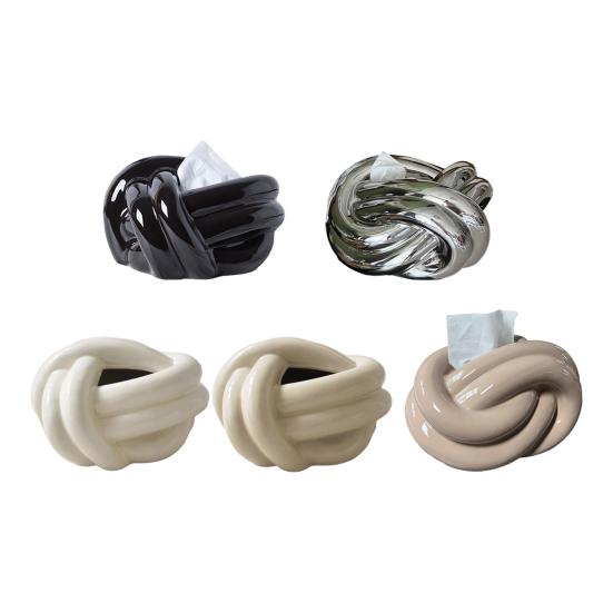 Taschentuchbox Keramik mit künstlerischer Knotenform Moderner Stil Taschentuchhalter Dekoration für Zuhause Taschentuch